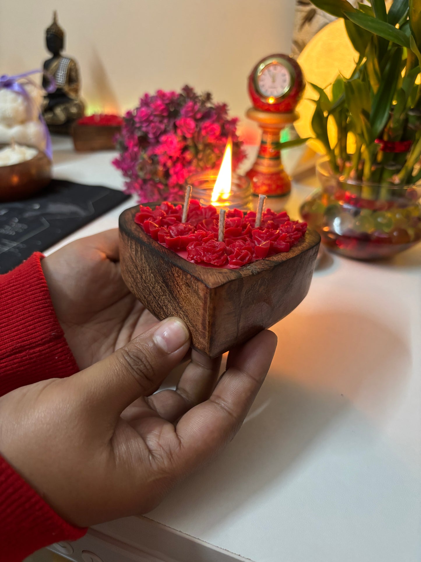 Wooden Heart Candle