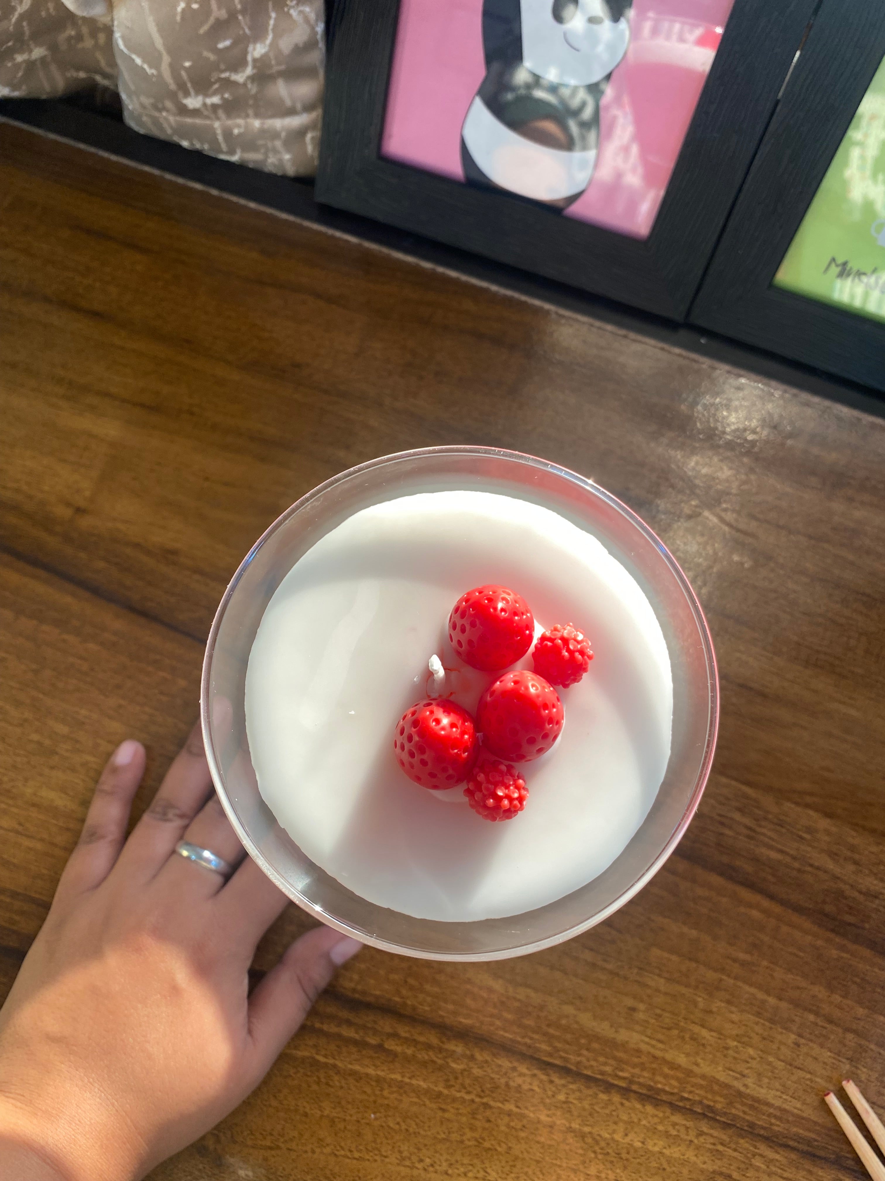 Martini Strawberry Glass Candle