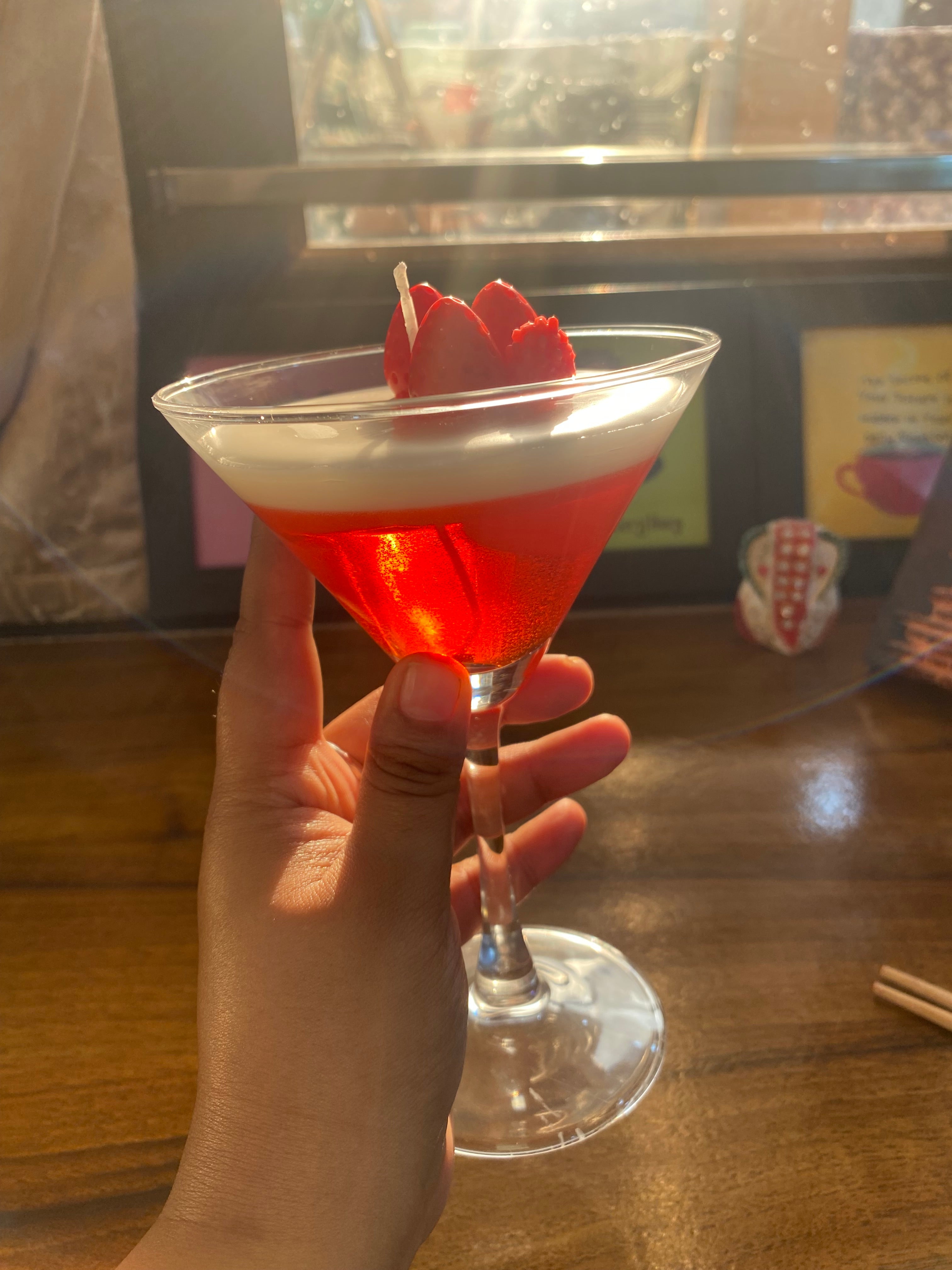 Martini Strawberry Glass Candle