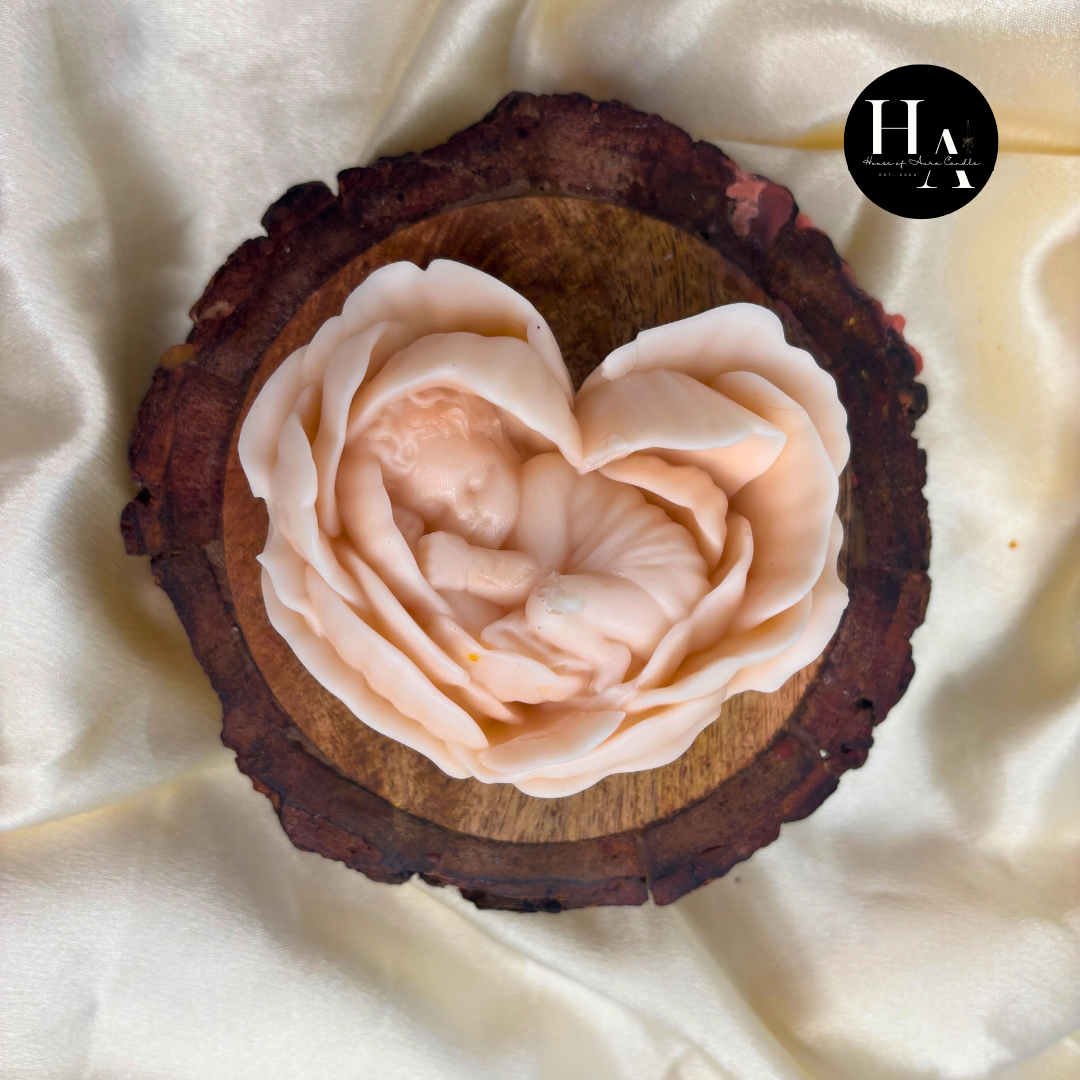 Heart Rose Baby Candle