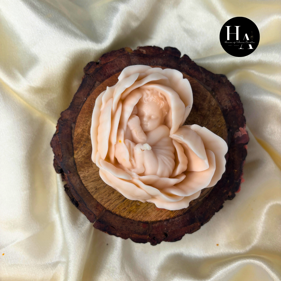 Heart Rose Baby Candle