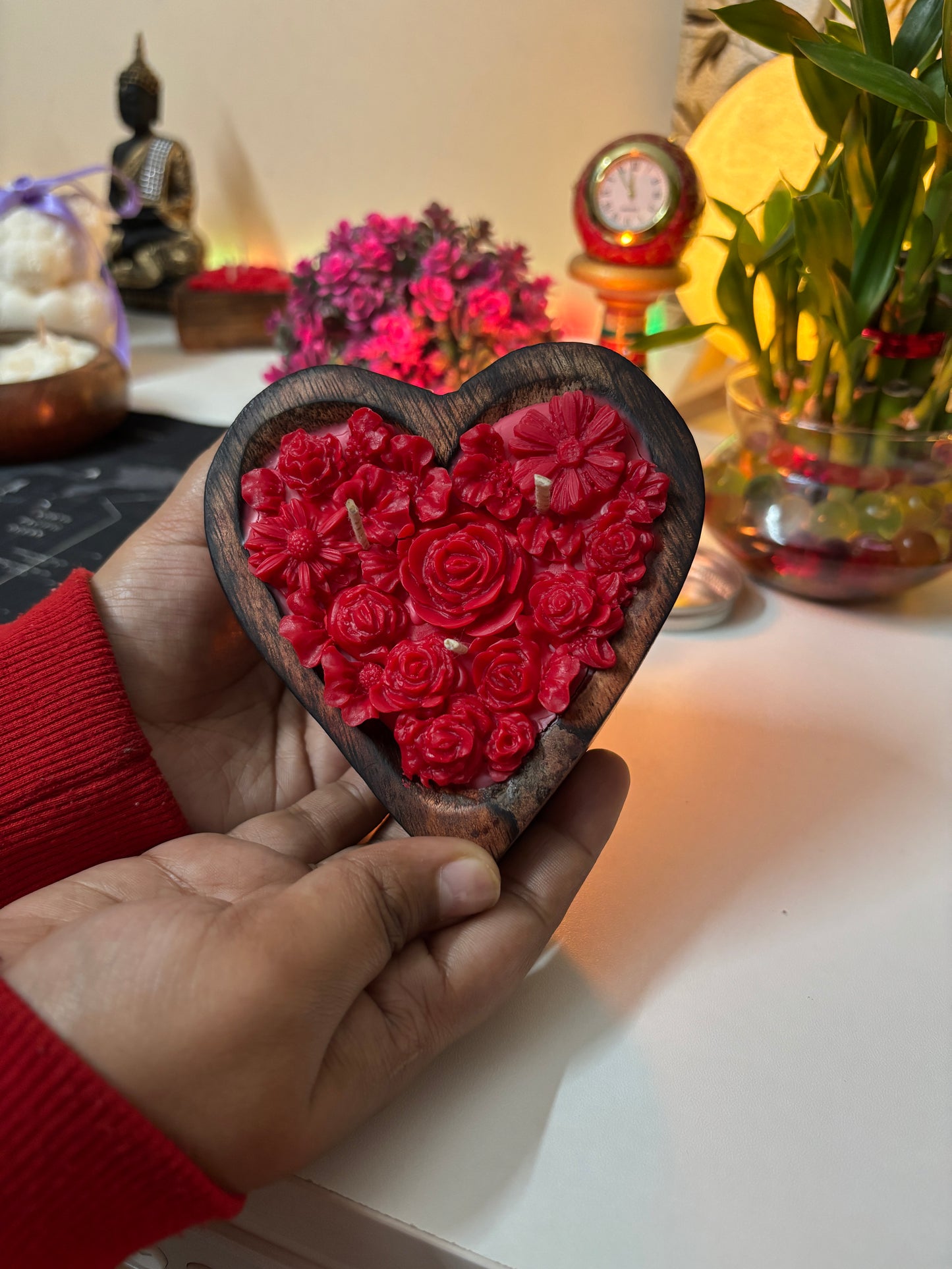 Wooden Heart Candle