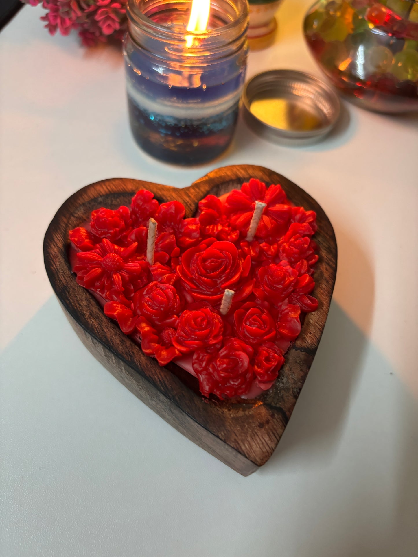 Wooden Heart Candle