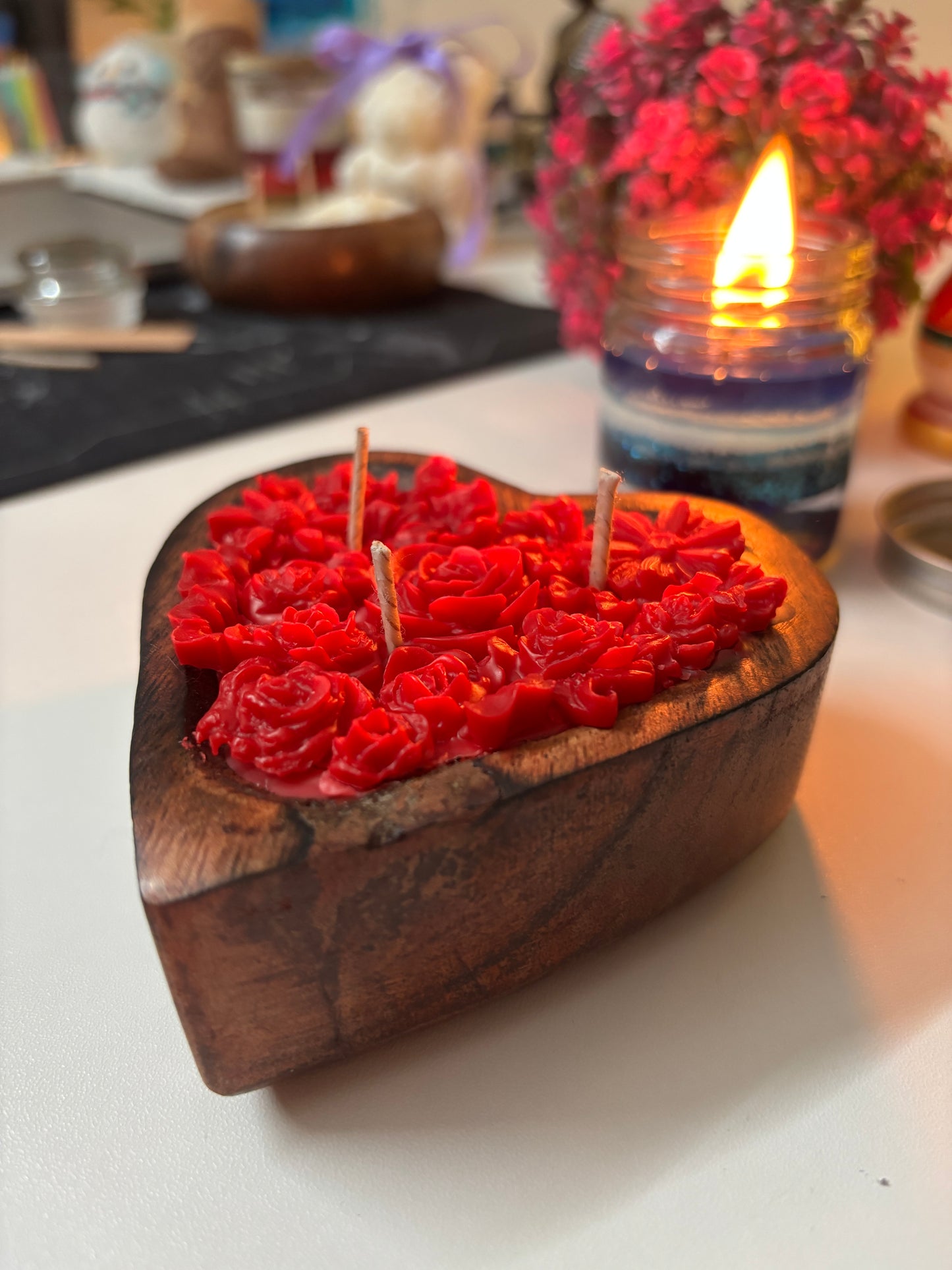 Wooden Heart Candle