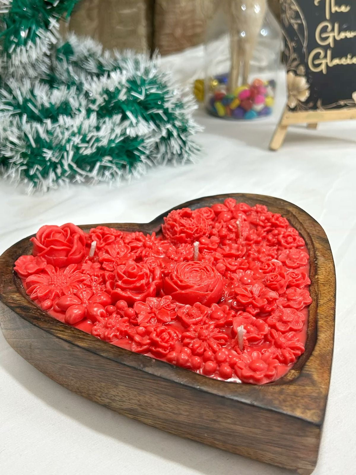 Wooden Heart Candle