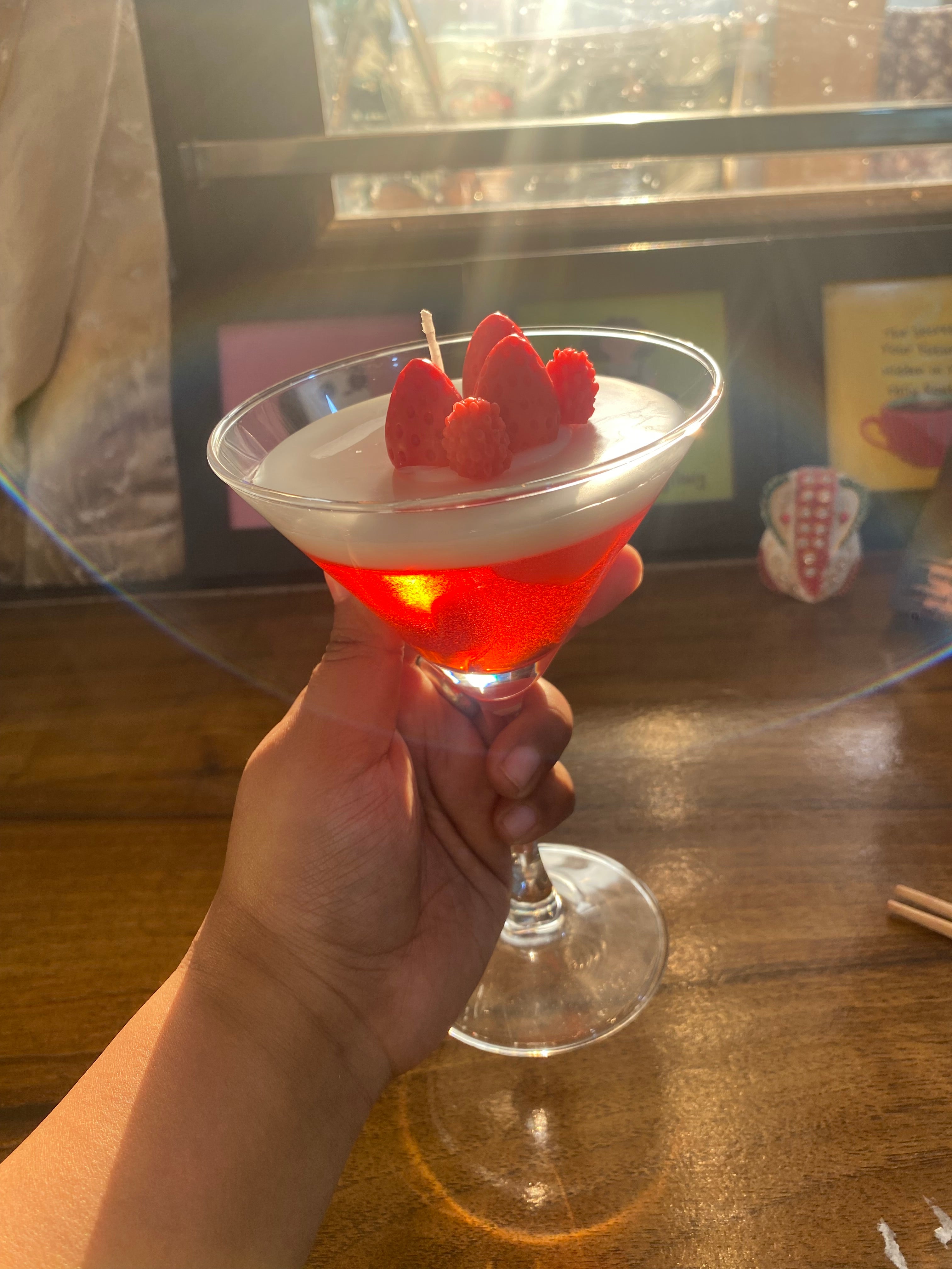Martini Strawberry Glass Candle