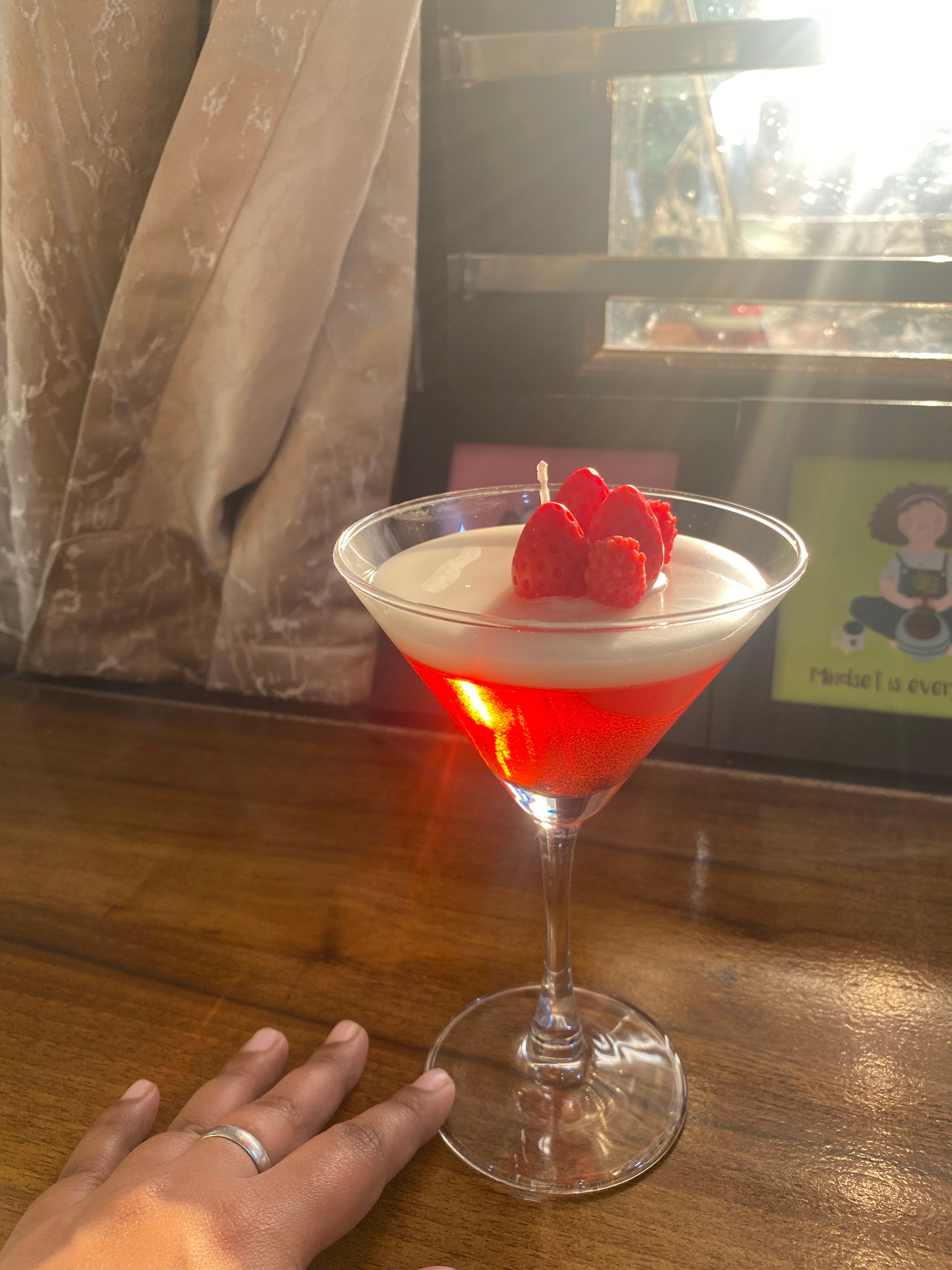 Martini Strawberry Glass Candle