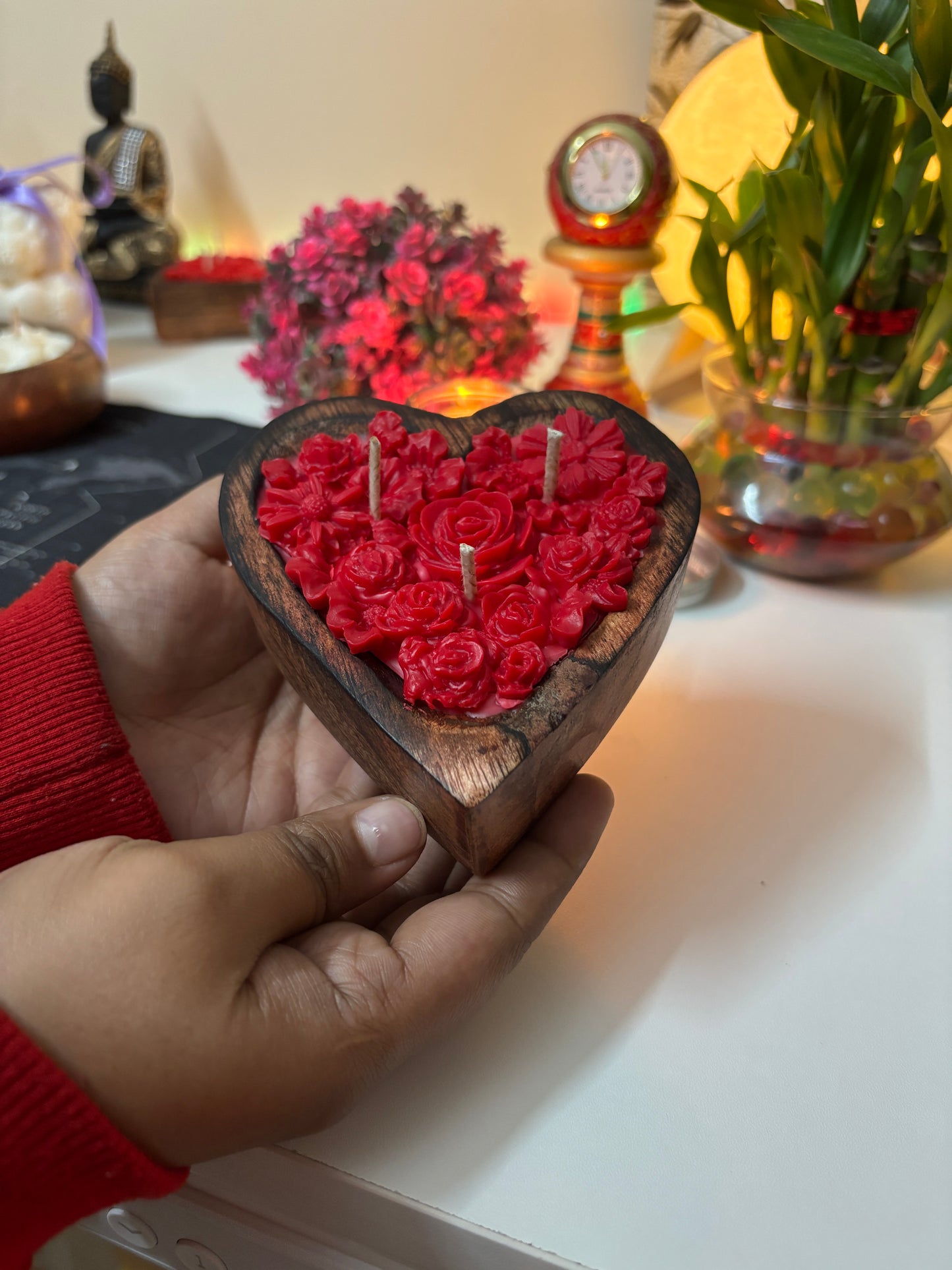 Wooden Heart Candle