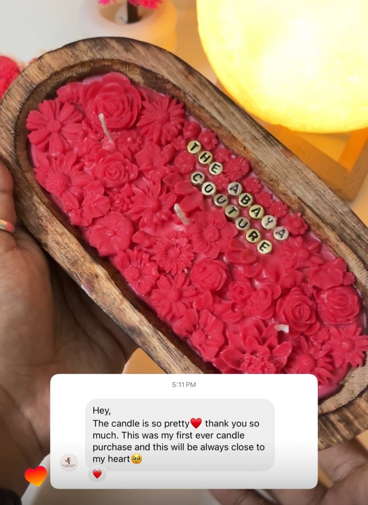 Wooden Flower Boat Candle