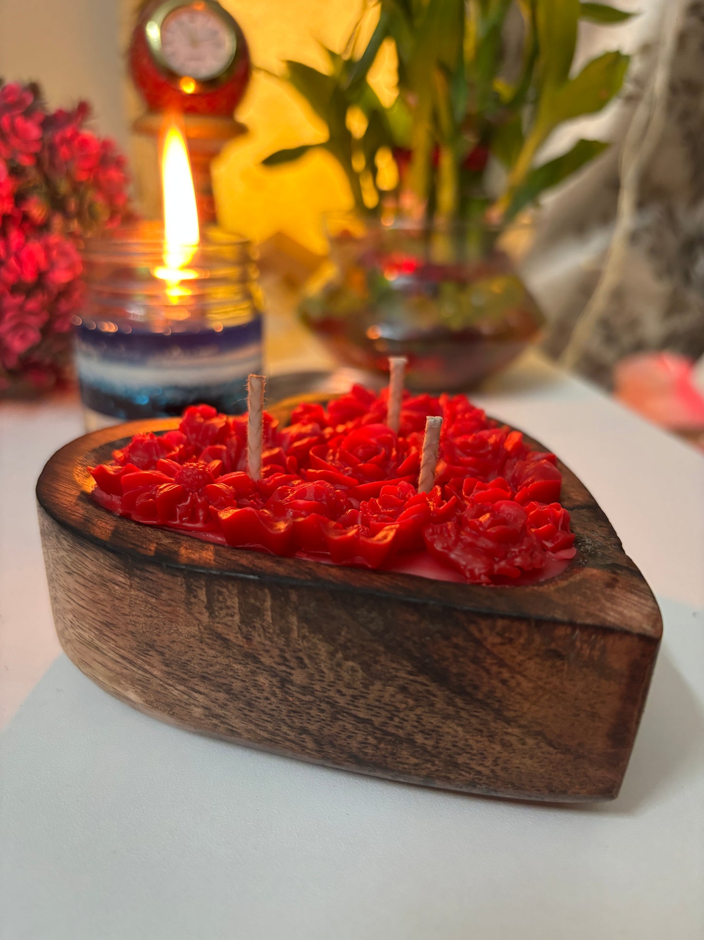 Wooden Heart Candle