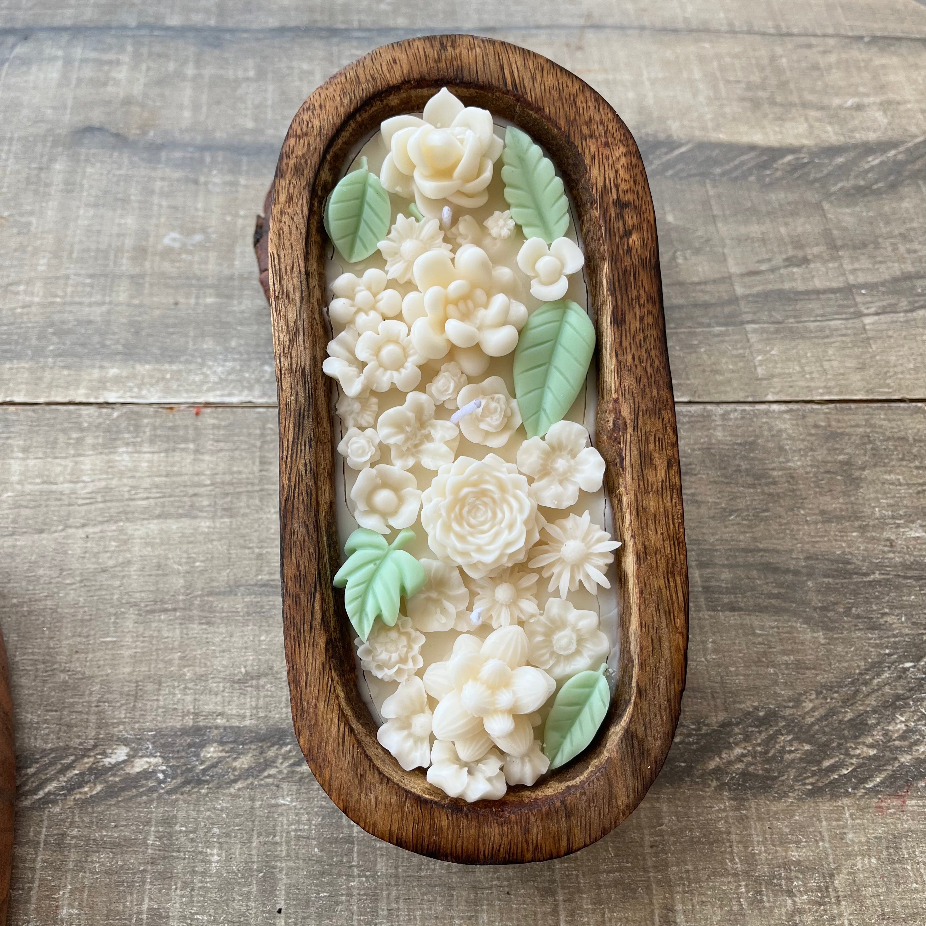 Wooden Flower Boat Candle