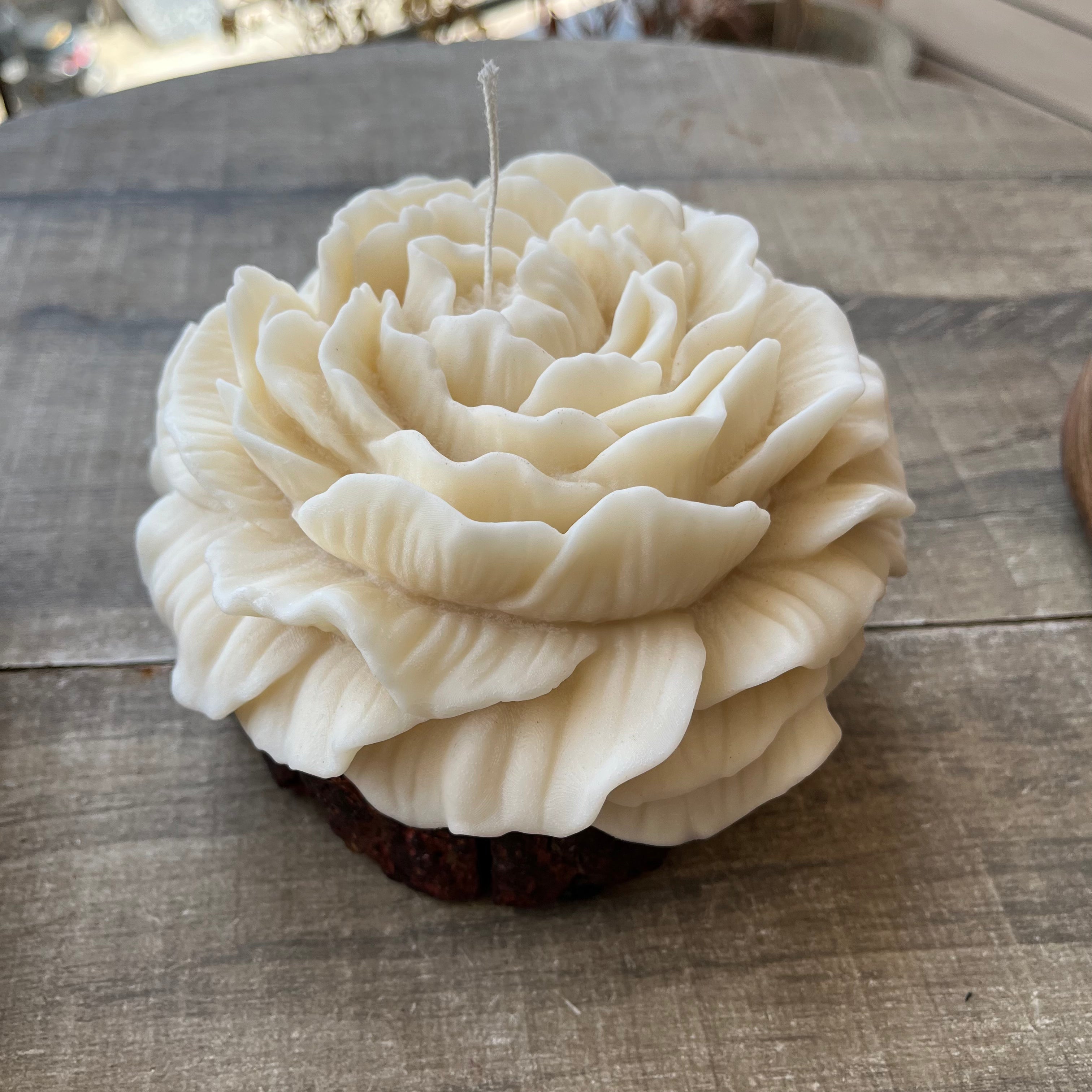 Large Peony Flower Candle