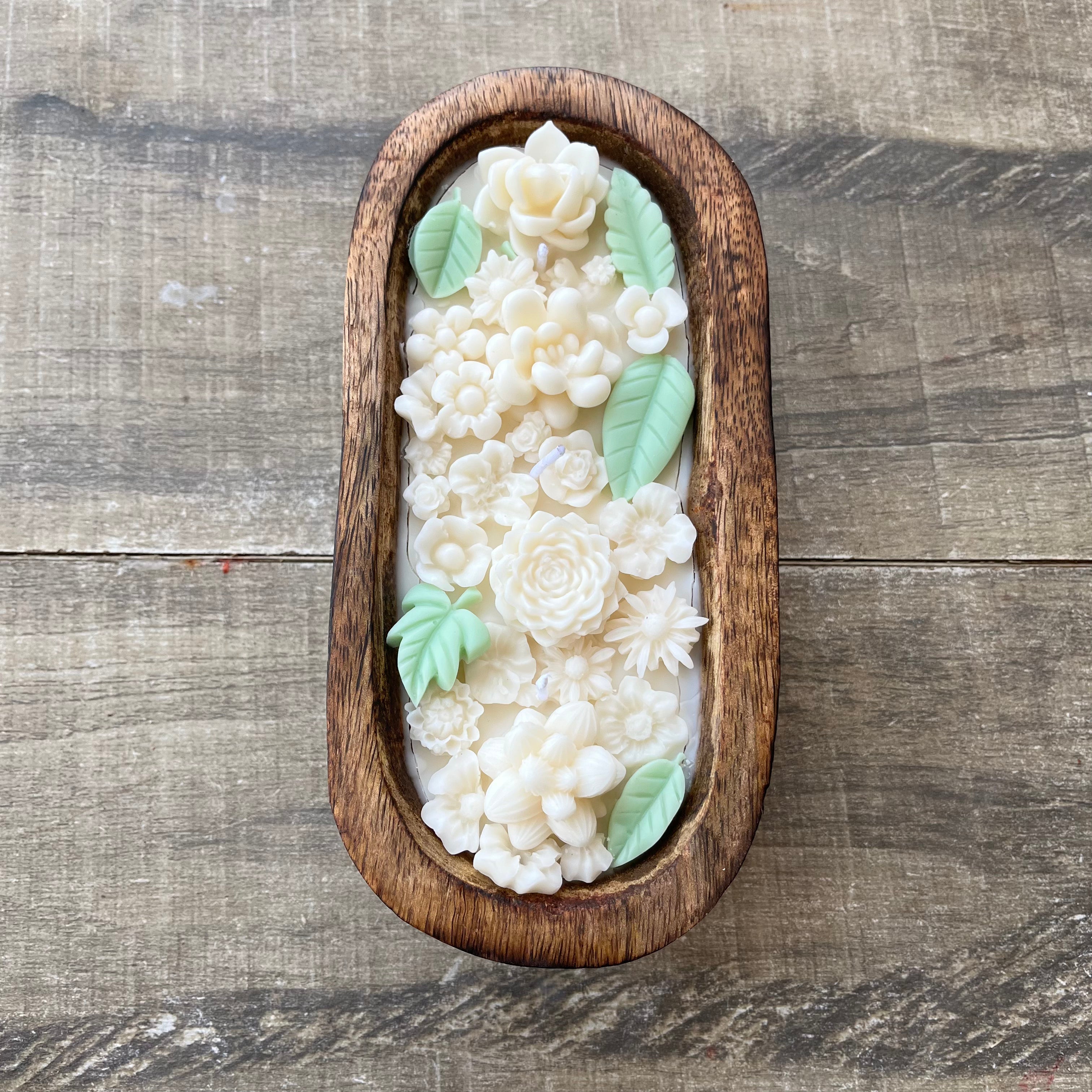 Wooden Flower Boat Candle