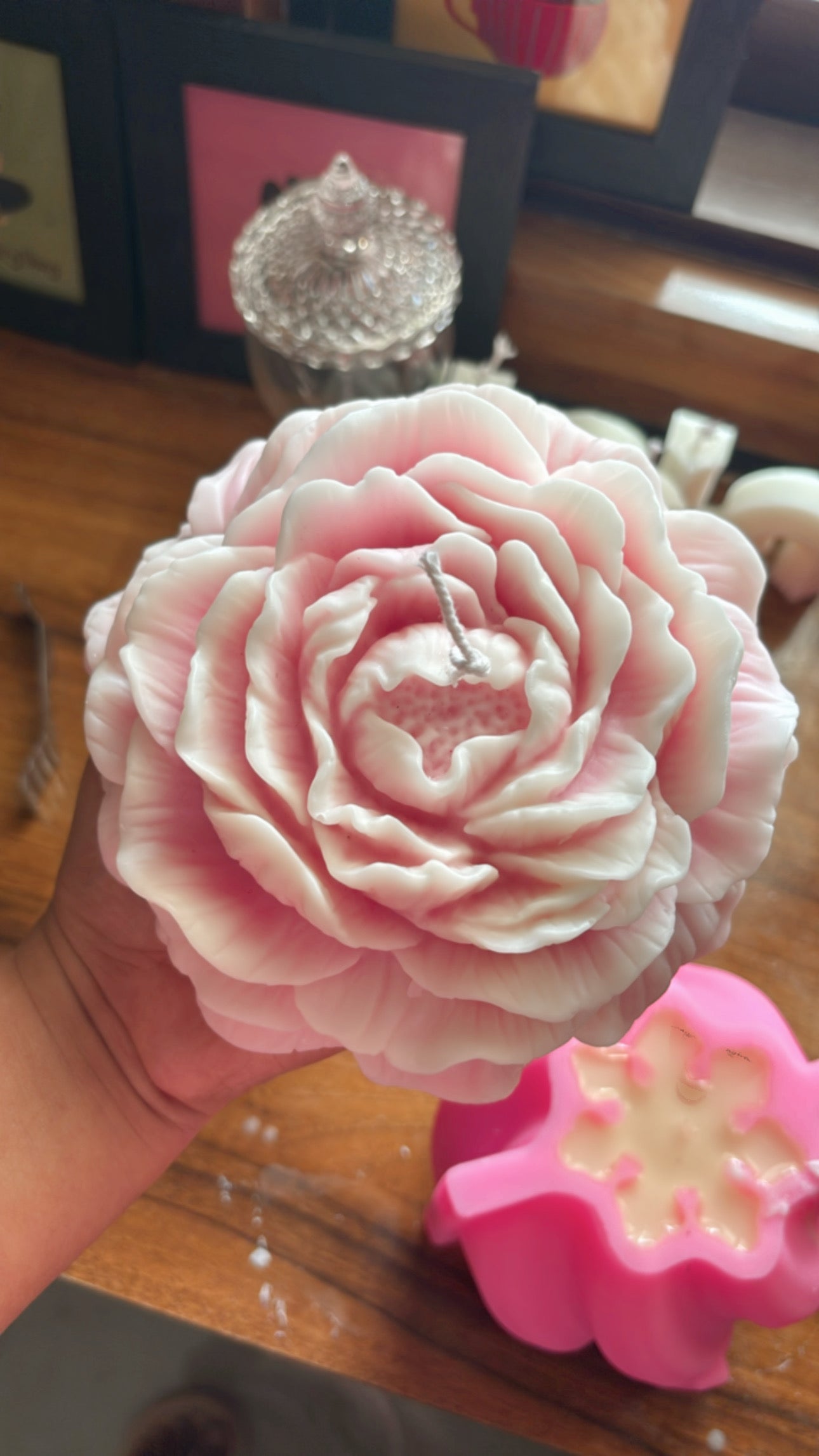 Large Peony Flower Candle