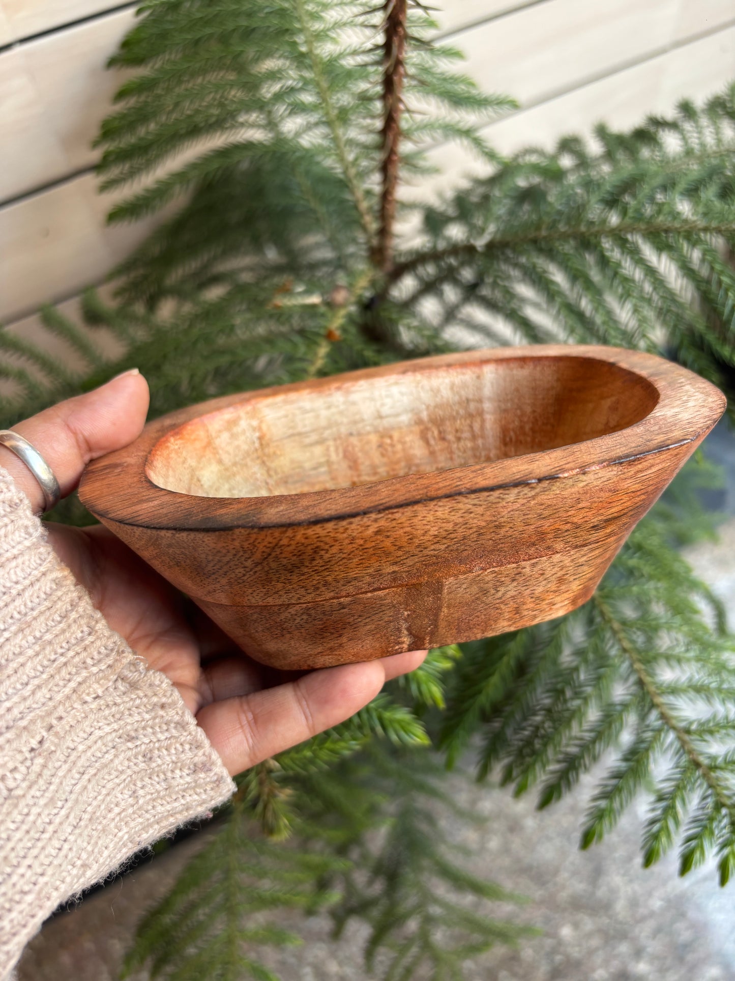 WB0010 - Oval Wooden Dough Bowl