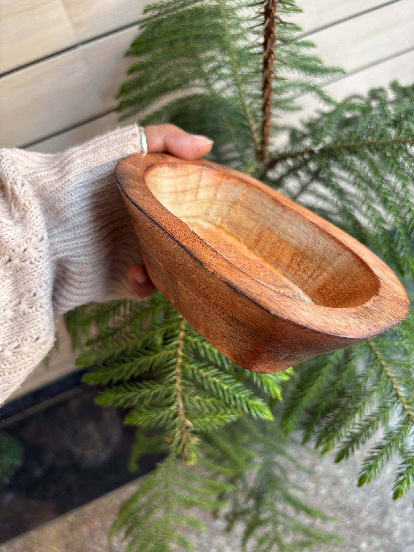 WB0010 - Oval Wooden Dough Bowl