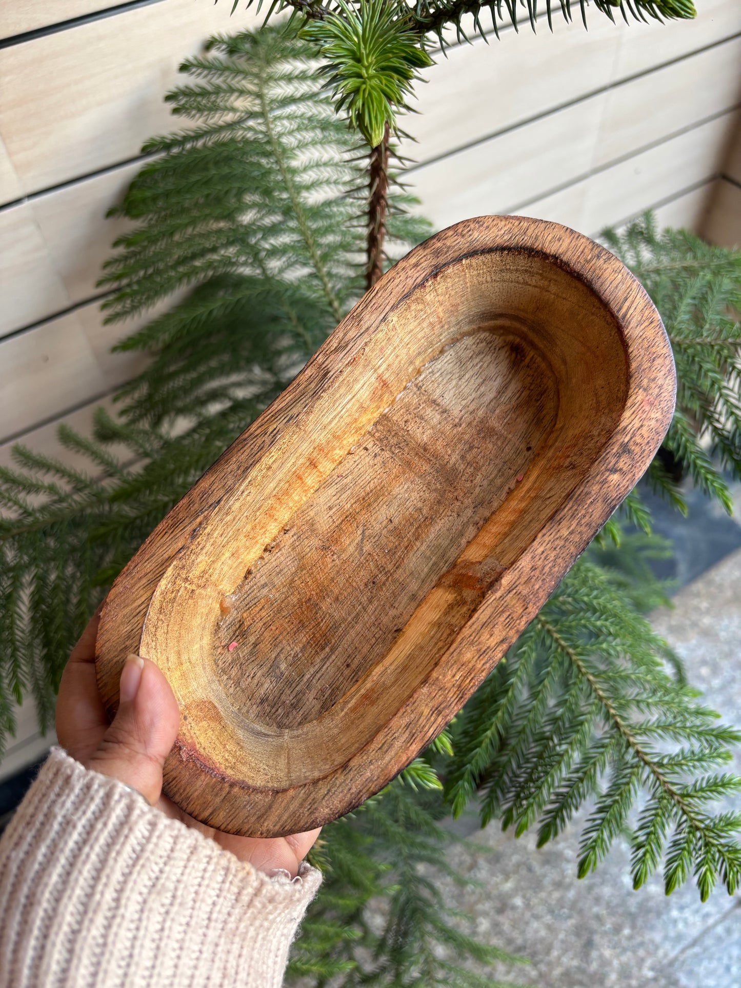 WB0010 - Oval Wooden Dough Bowl