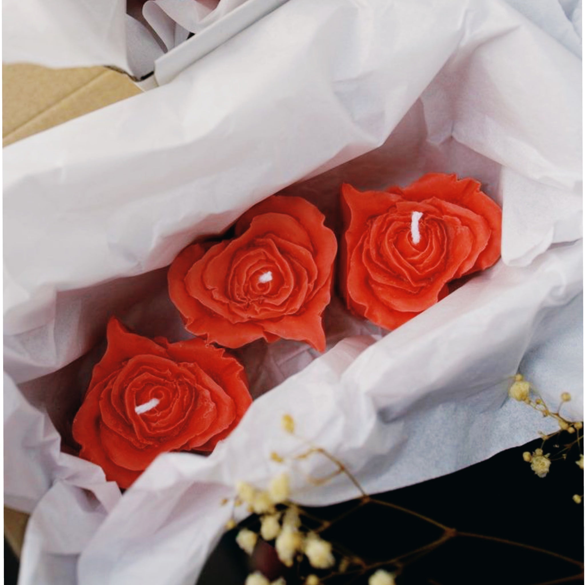 Heart Rose Flower Candle